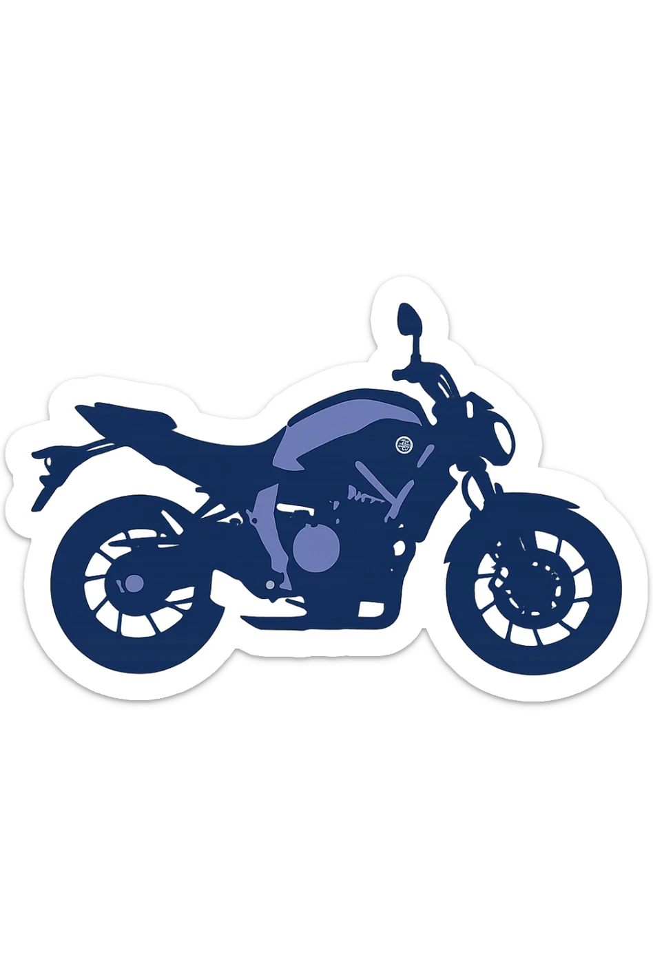 silhouette of a Yamaha MT-07 motorcycle, flat style, simple and modern, transparent background sticker