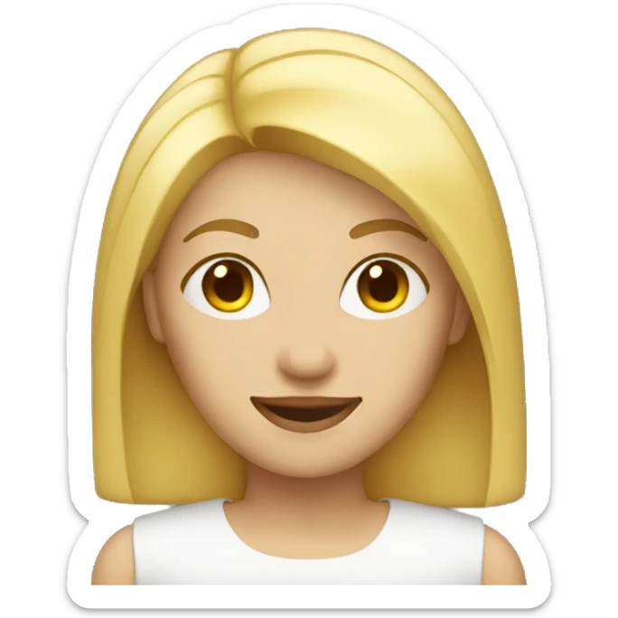 blonde straight middle length hair woman wink sticker