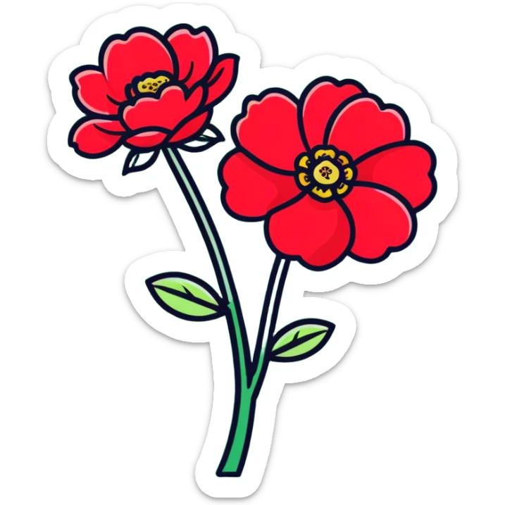 Elegant camellia japonica (tsubaki) bloom with perfect geometric arrangement of deep red petals and serrated green leaves sticker