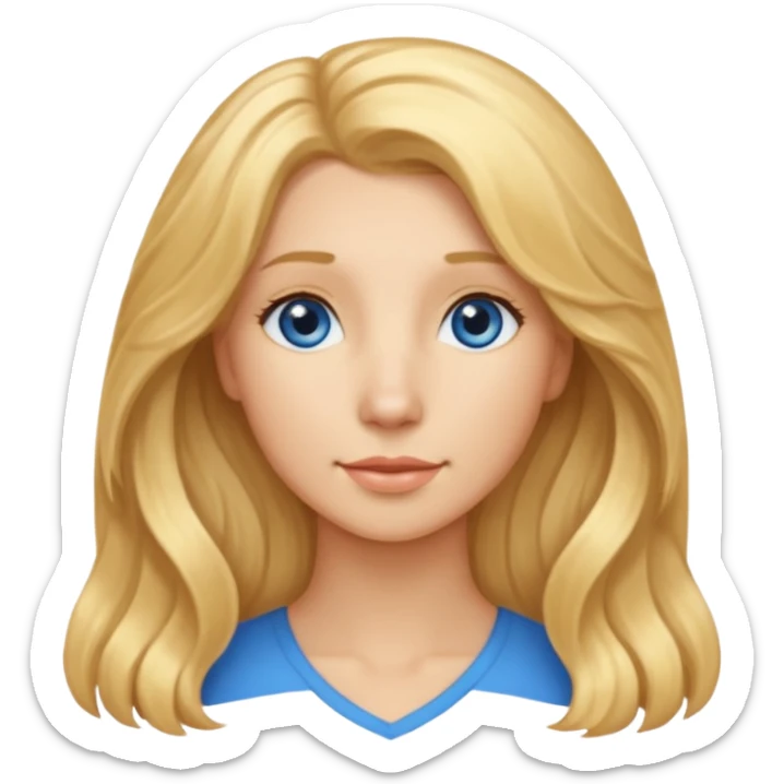 Long, straight, blonde hair, blue eyed woman.   Wavy, blonde goldendoodle sticker