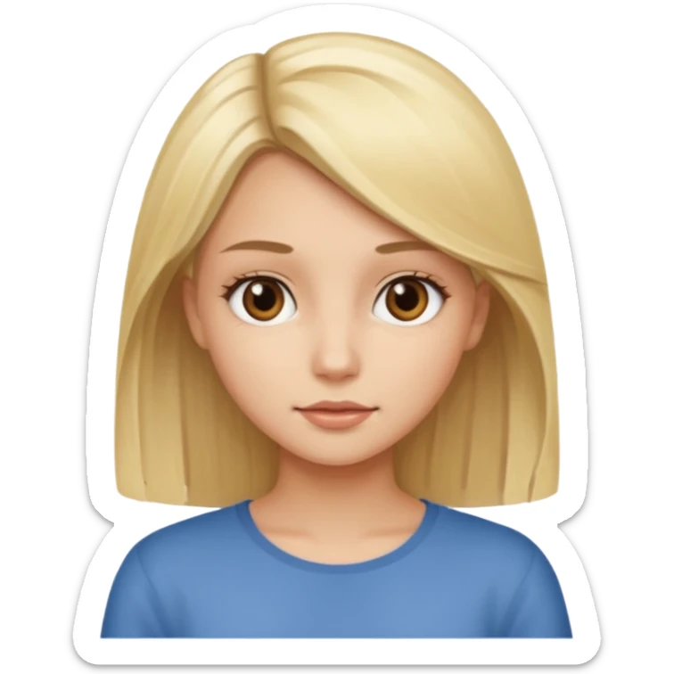 a pretty blonde girl with straight hair and brown eyes sticker