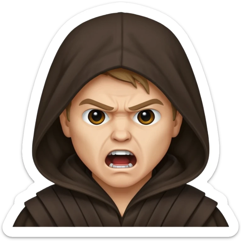 angry screaming anakin skywalker realistic face hooded covering half of the face sticker