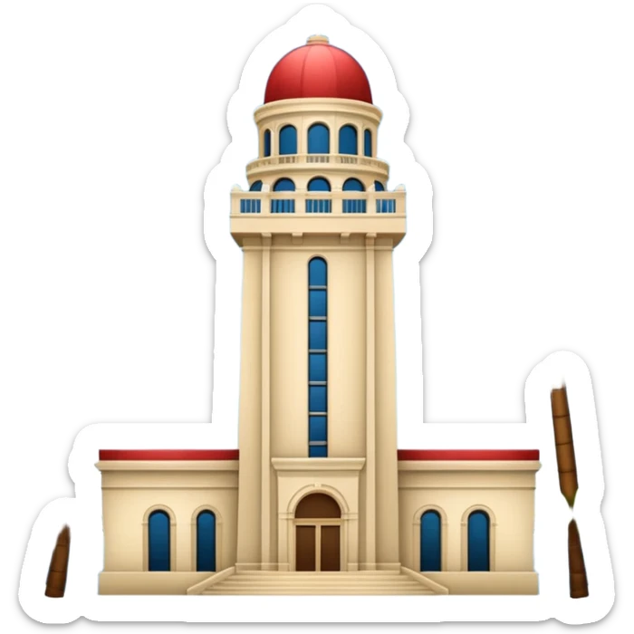 California Tower and the Museum of Us in San Diego, apple style emoji, simple, no text, white background, include palm trees, inspired by reference photo, version 5 sticker
