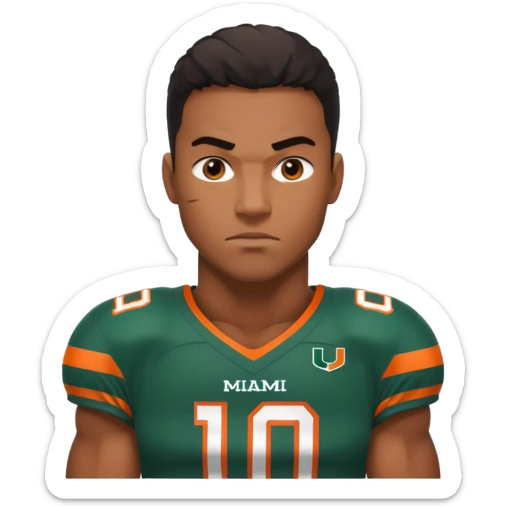 black football player for the university of miami wearing number 10 sticker