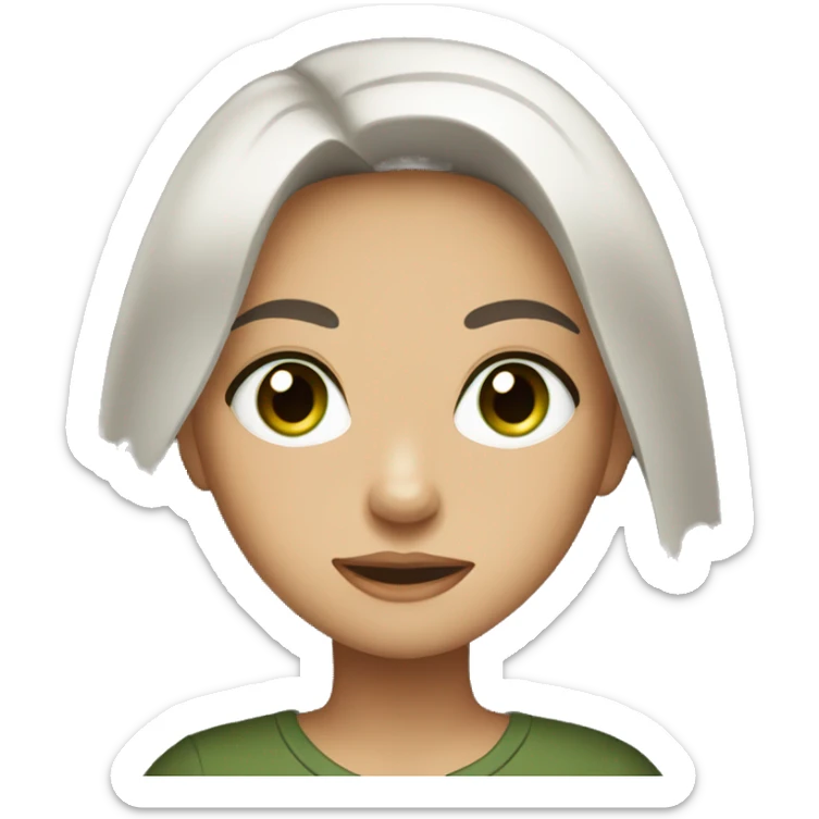 Girl with long black hair and green eyes in brown shirt sticker