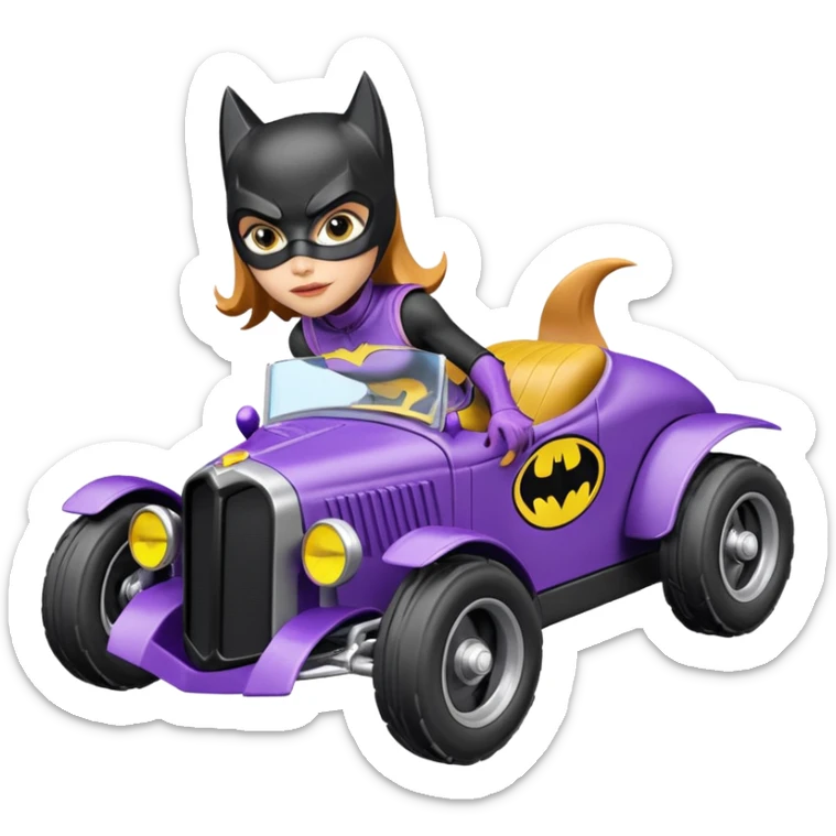 Hot wheels racing cartoons BatGirl’s 1932 stealth retro cat burglar sporty petite off-road pursuit mobile cruiser car (reclined seating position) sticker