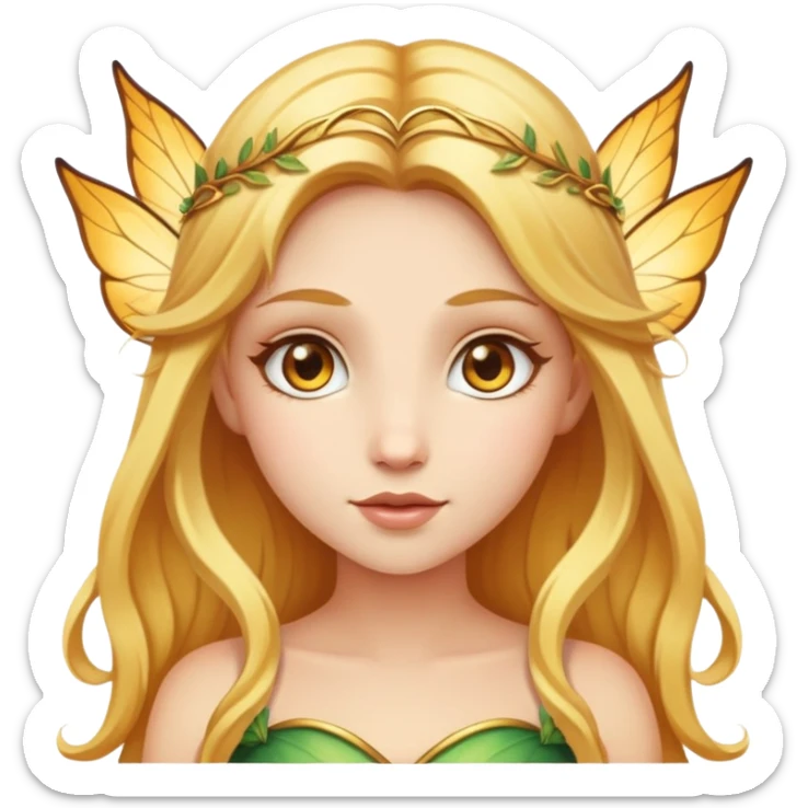 Female fairy with golden hair and golden eyes  sticker