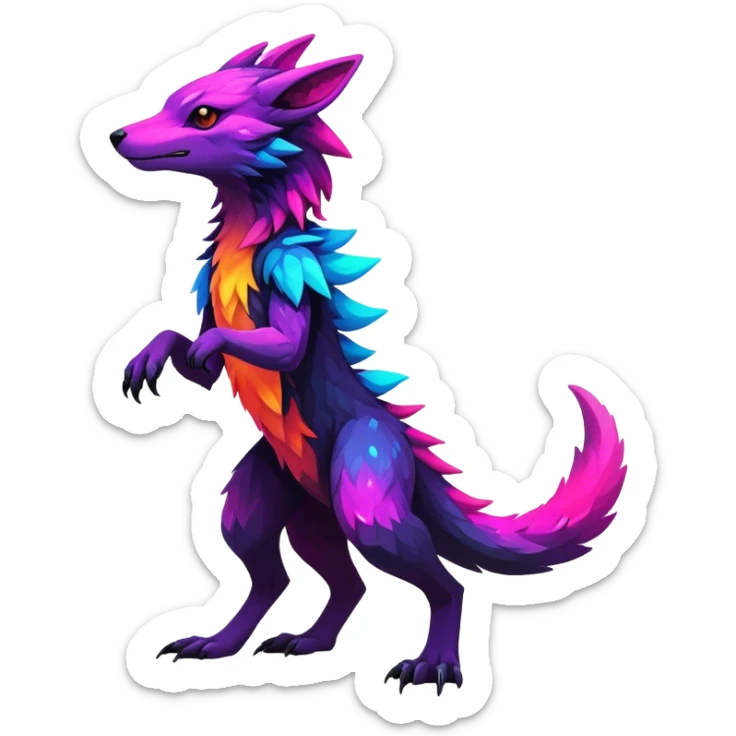 Epic Edgy Cute Colorful Vibrant Dark Nebula Modern Vernid-Sergal-creature-animal, full body sticker