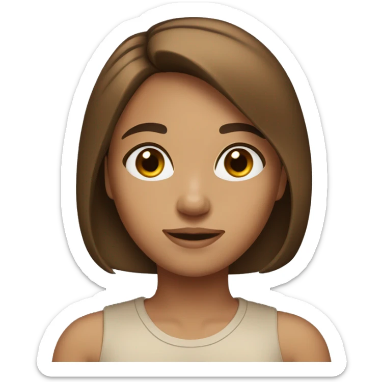 tan girl with straight mid-length brown hair and brown eyes sticker