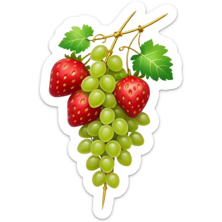 A tanghulu skewer of green grapes and strawberries sticker