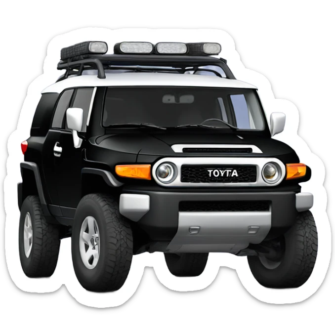 Black Toyota FJ cruiser with big all terrain tires sticker
