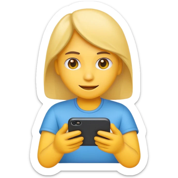 Emoji of a person typing on their smartphone. Simple emoji style, flat design, bright colors, thick outlines. sticker