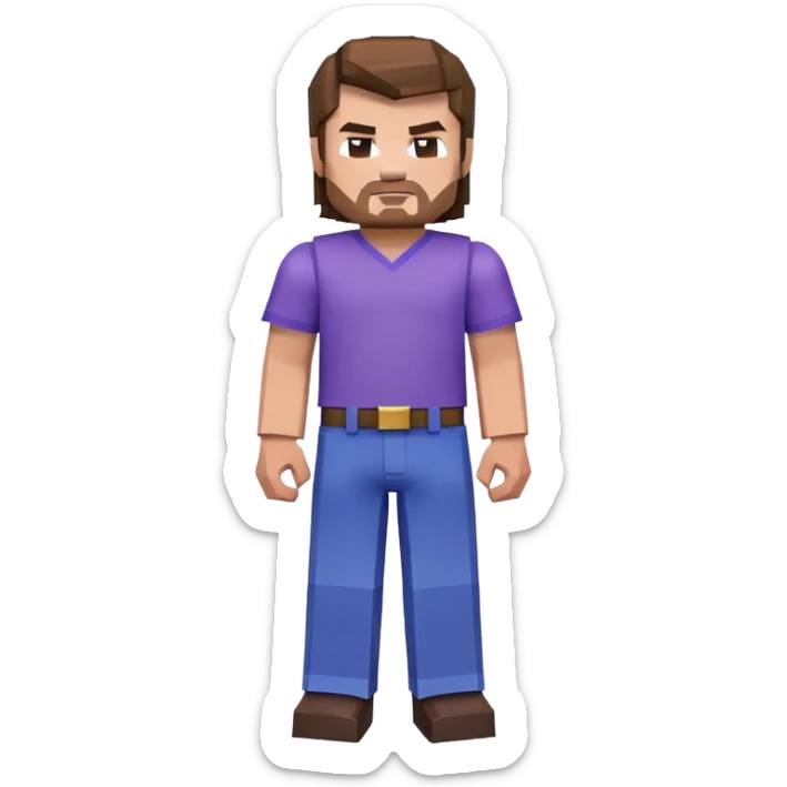 Jack Black as Minecraft Steve, blocky character with brown hair, blue shirt, and purple pants sticker