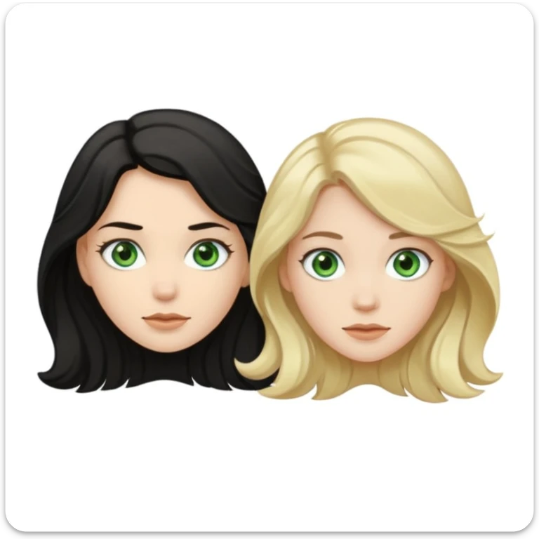 wavy black haired and pale skined green eyed girl with dark golden blonde wavy haired pale skined light grey blue eyed girl sticker