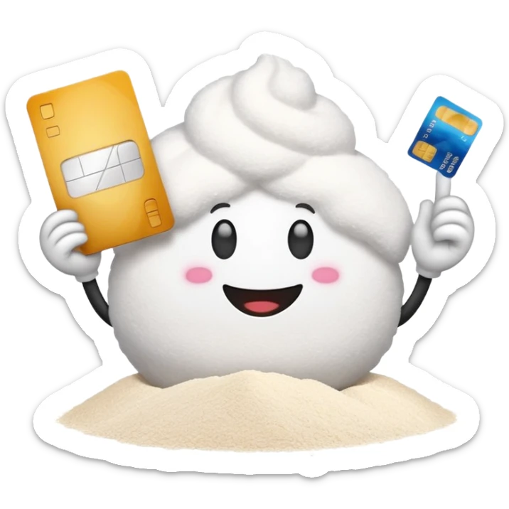 Happy emoji with creditcard in the hand and a pile of floir  sticker
