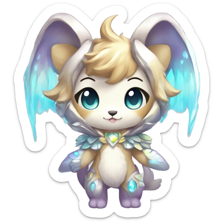 Cute Kawaii Chibi Anthro Sona Colorful Ethereal Pretty see Godly Celestial Shiny Fakemon Full Body sticker