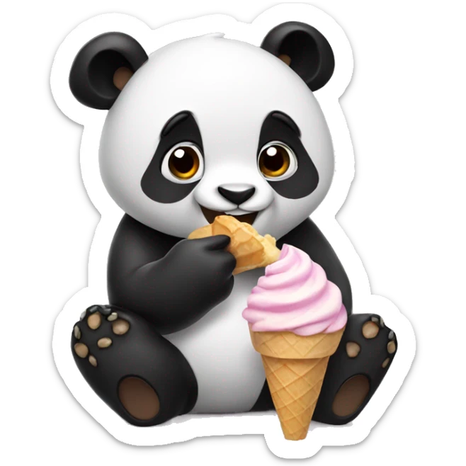 Panda eating ice cream sticker