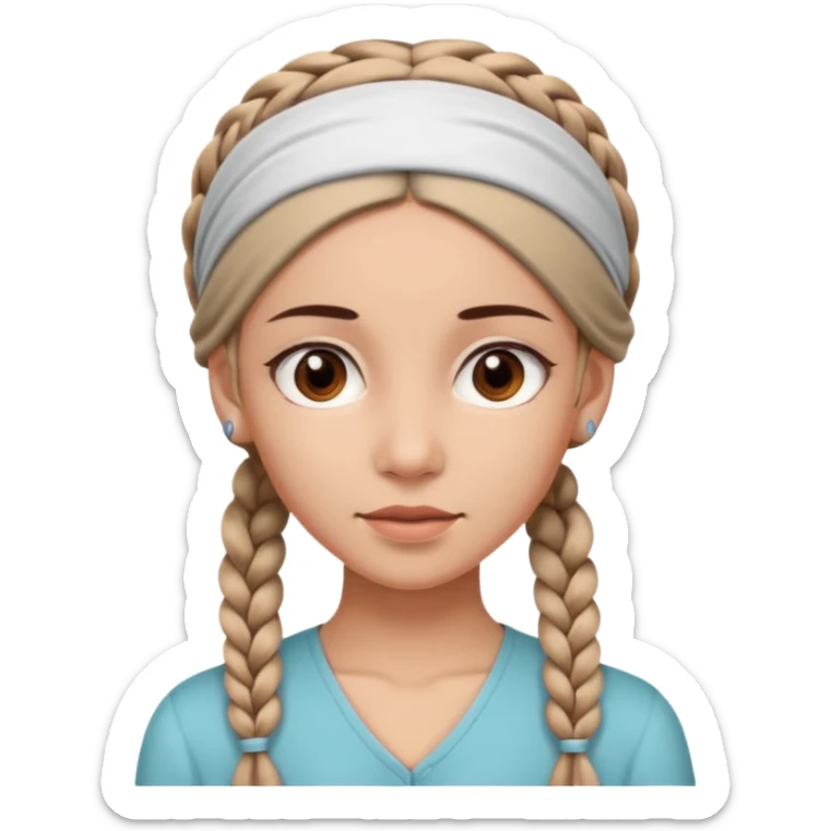 big lose braided woman face wiith big visible braids and mono color headband on head sticker