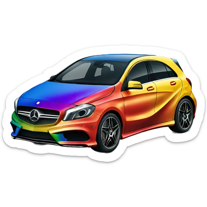 Please make the color of a Mercedes Benz a rainbow color sticker