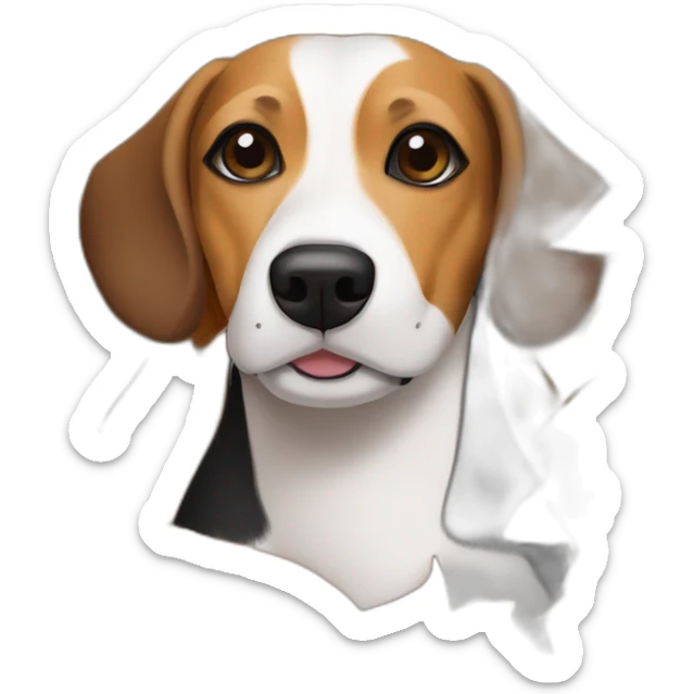 older beagle jack russell mix dog laying in pile of leaves sticker