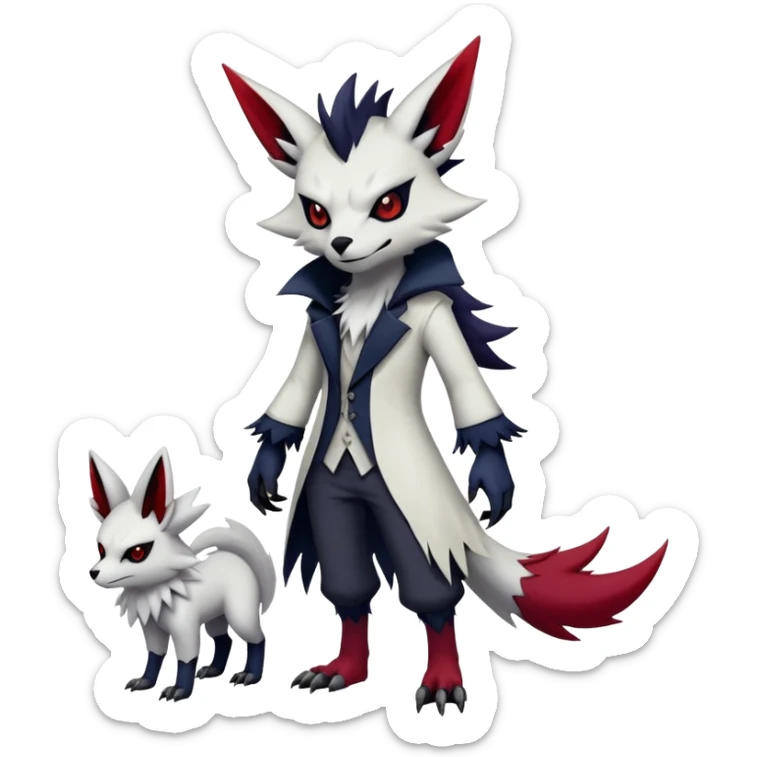 Vampiric feral gothic emo dark Zangoose-Absol-Fakémon-hybrid-creature (full body) sticker