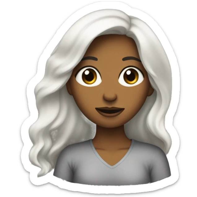 Emoji de una mujer pelo  negro ondulado ojos negros almendrados pestañas largas labiosgruesos  sticker