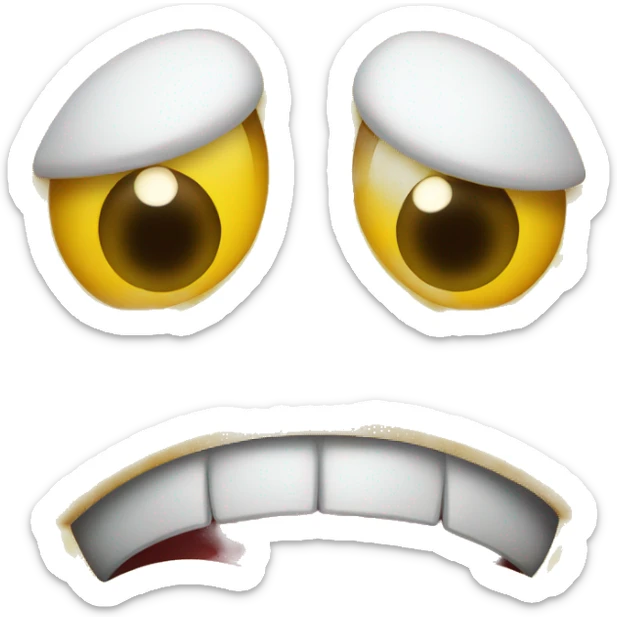 A yellow  emoji with open O mouth  and drooling with these eyes looking up sticker