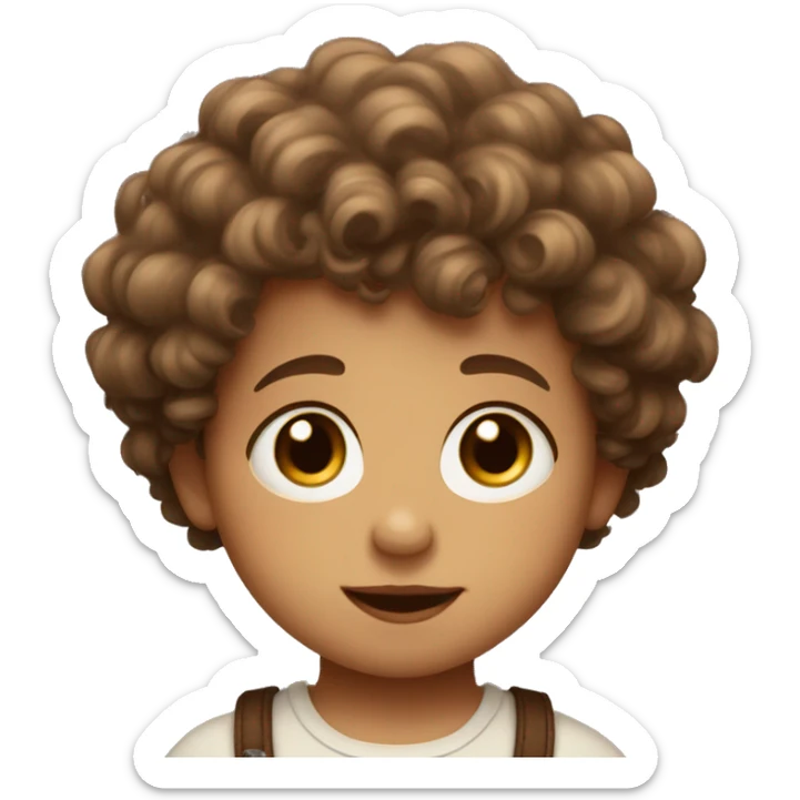 Fair toned baby boy with brown curly hair and big lips sticker