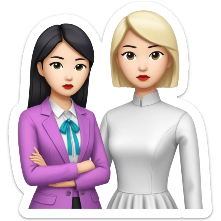 asian female clothing designer, designing kpop clothing on a mannequin sticker