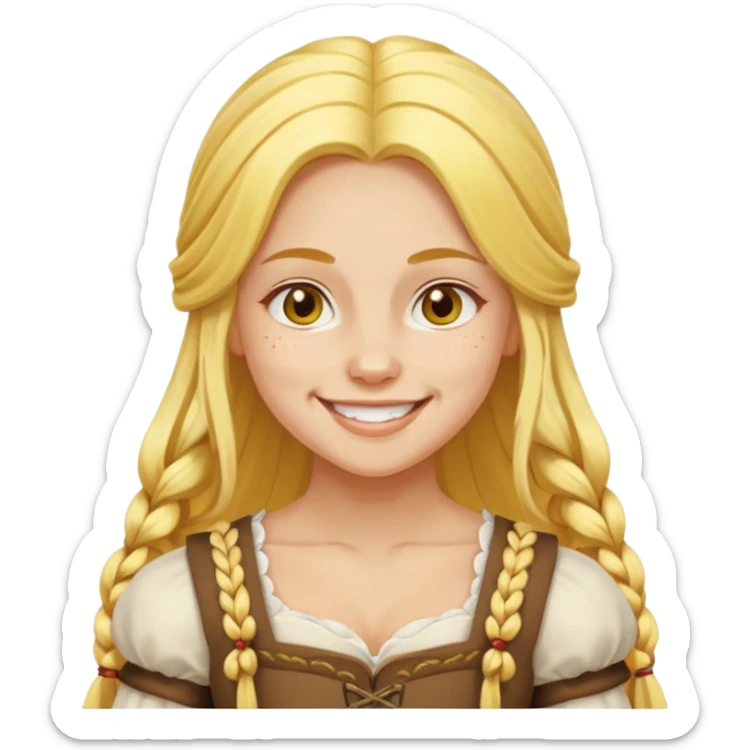 muscled girl from Poland in traditional Polish costume, long yellow hair sticker
