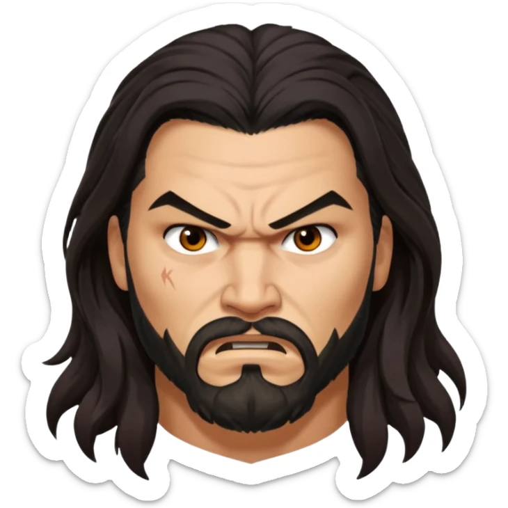 jason mamo long hair angry  from Games of throne character face only younger sticker