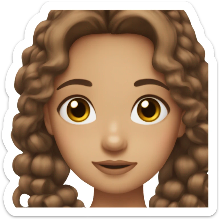 Coquette aesthetic with brown hair and a bow in her hair and brown eyes sticker