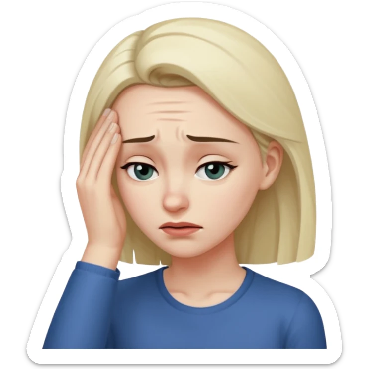 the emotional female emoji with a furrowed brow and her hand on her forehead sticker
