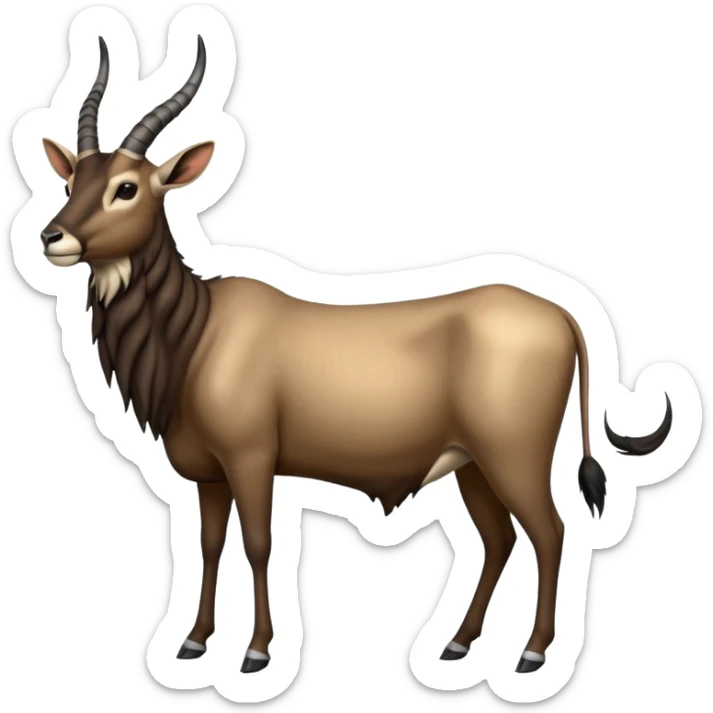 Wildebeest-antelope-ox-bull-gazelle-fusion-animal-hybrid-creature, full body sticker