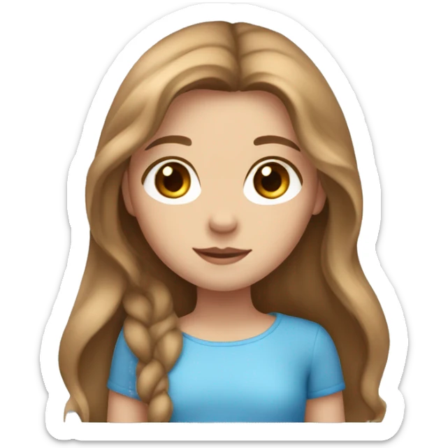 Girl with light brown brown long hair, blue eyes, and peachy skin  sticker