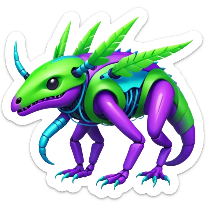  exotic tropical cyber-Litten-Linoone-Noibat-Weavile-Zangoose-Fakémon-Pokémon-Vernid-creature sticker