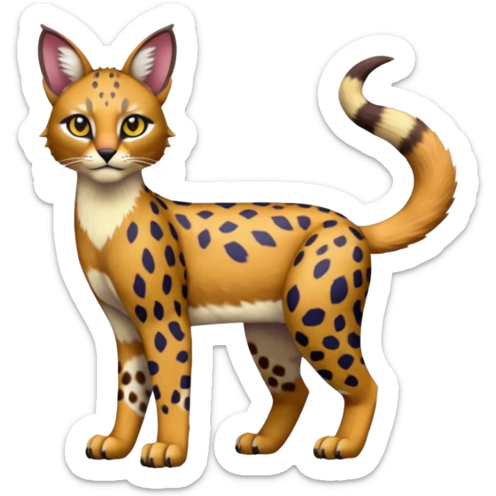 Colorful Bobcat-Caracal-Leopard-Genet-Pokémon-Digimon-Fakémon-fusion-hybrid-creature sticker