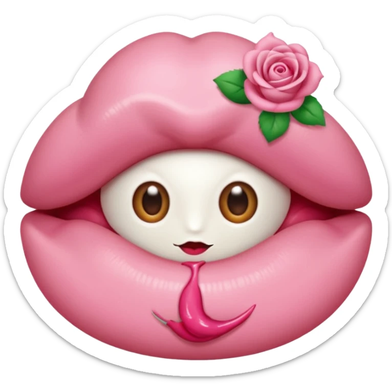 Un 😀 avec un doigt dans la bouche qui cligne des yeux, et il a un nœud sticker