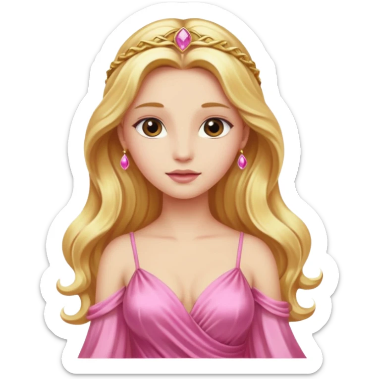 Venus, Goddess of Love from Gods and Goddesses with long golden blonde hair, pink outfit sticker
