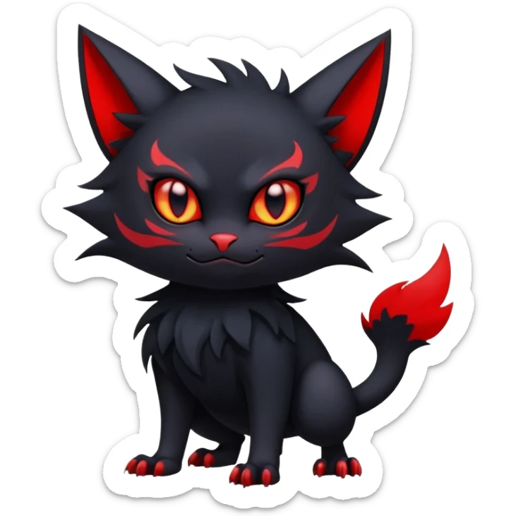 Vampiric feral futuristic gothic emo dark Litten-Noibat-Fakémon-hybrid-creature (full body) sticker
