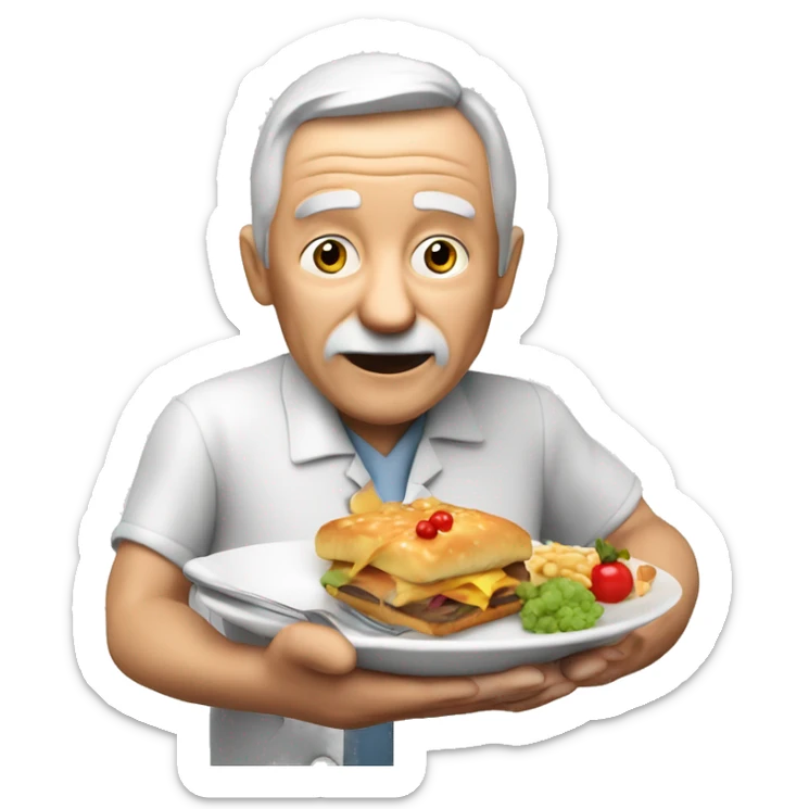 eating senior 3d art isolated on white background png healthcare sticker