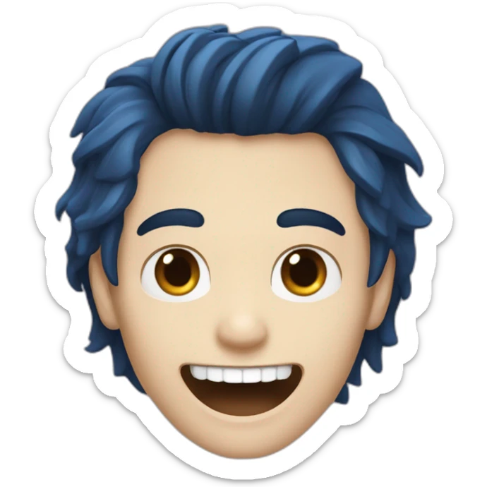 Un jeune homme brun les cheveux bleus qui sourit avec des dents de vampire sticker