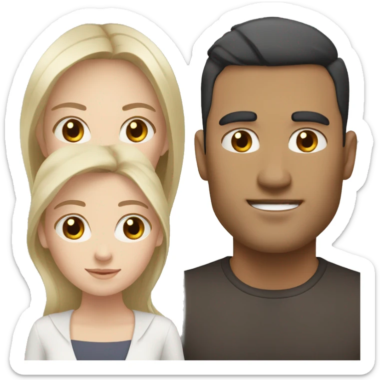 White woman dark hair + white man dark hair + asian woman dark hair sticker