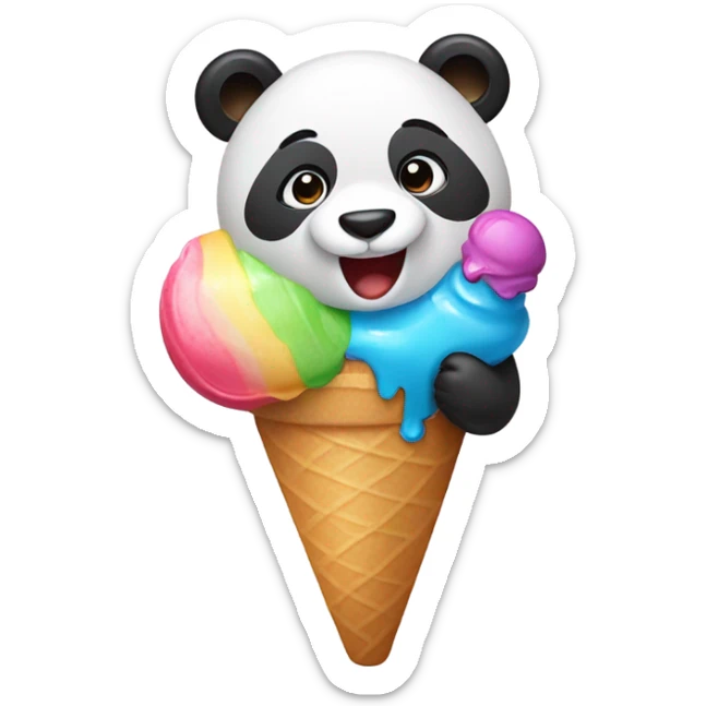 Panda eating ice cream sticker