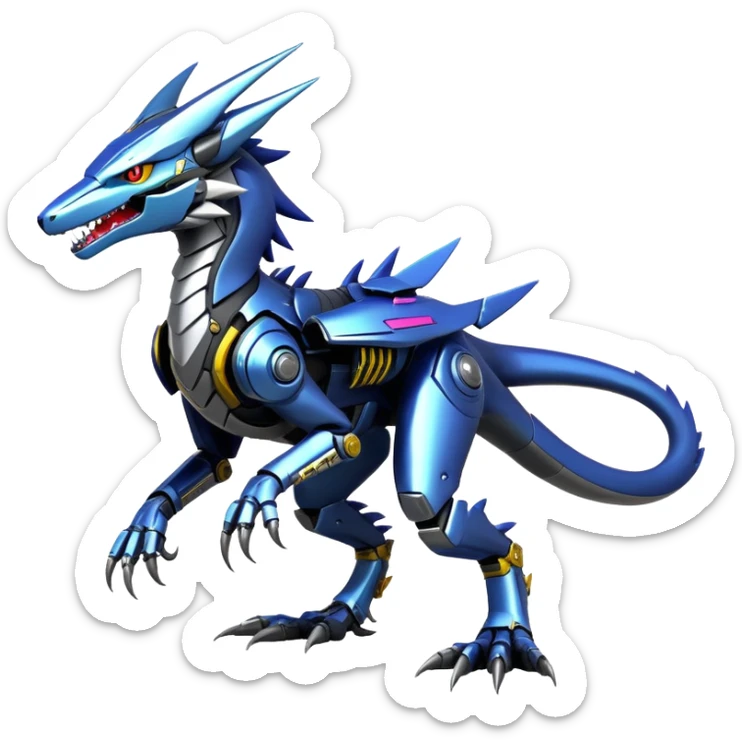 Edgy Futuristic Mechanical Sergal-raptor-nargacuga-vernid, full body sticker