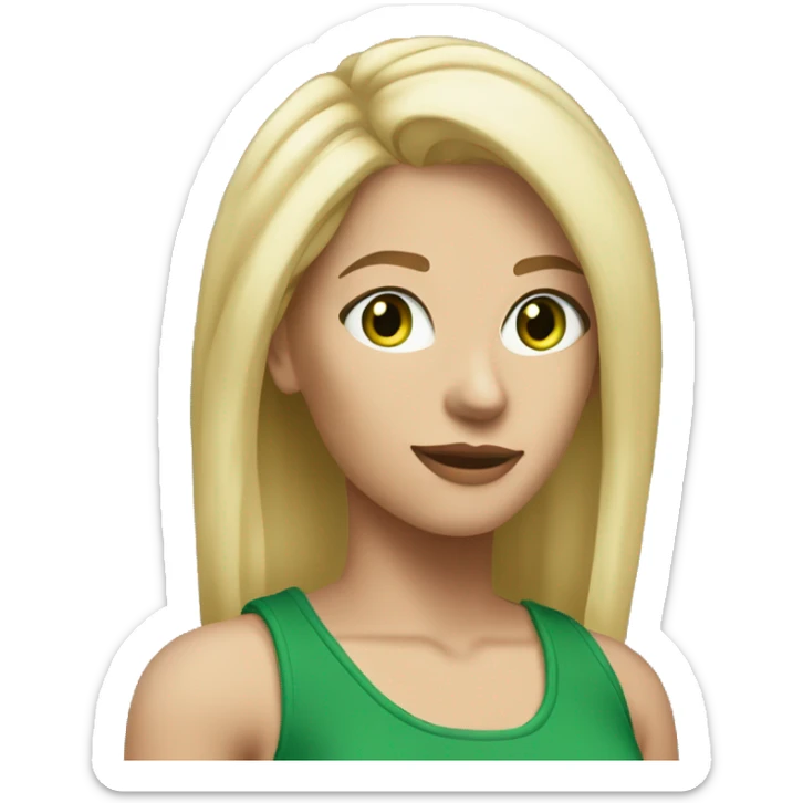 pretty lady tall blonde medium hair sports clothes green eyes cool sticker