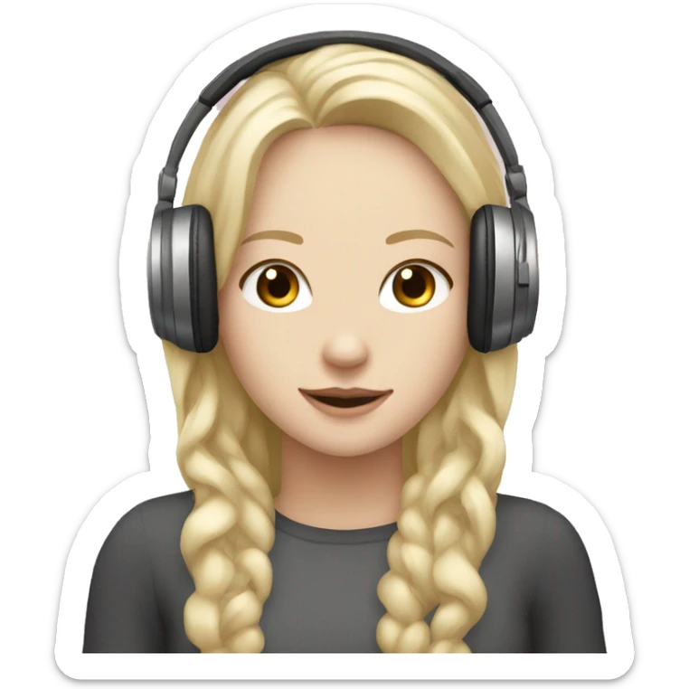 Two pale skin Girls  with headphones one brunette hair one blonde hair  sticker