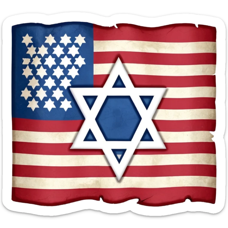 United States flag with a swastika symbol and star of david symbol on the flag sticker