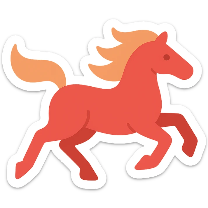 
Running red fire horse symbol of new year 2026 according to Asian Chinese calendar. greeting card or banner. vector illustration sticker