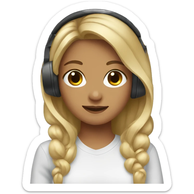 Girl with blonde and brown hair with headphones sticker